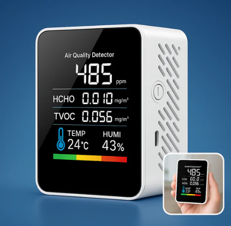 Airsense Pro CO2 Carbon Dioxide Monitor Air Quality Detector | Real-Time Alerts - Air Quality Monitor - For Clean Air