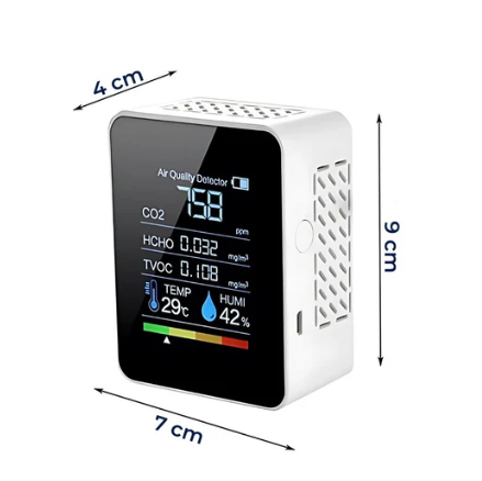 Airsense Pro CO2 Carbon Dioxide Monitor Air Quality Detector | Real-Time Alerts - Air Quality Monitor - For Clean Air