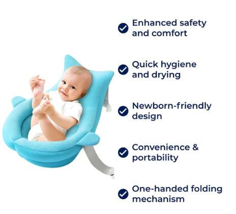 AquaNest | Baby Bath Support – Non-Slip Pad – Quick-Dry Fabric – Newborn Safety